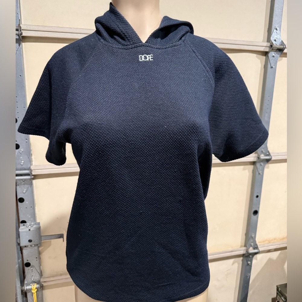 Black Short Sleeve pullover Hoodie by Dope size medium